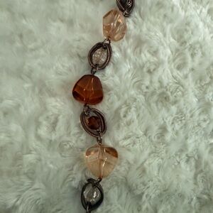 Elegant cocoa color and bronze bracelet with white stones In between